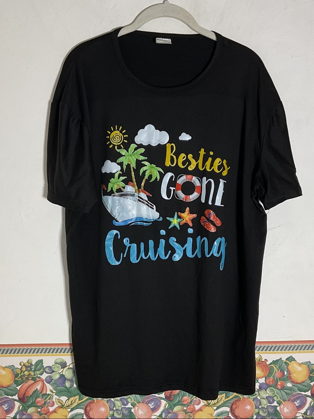 Sunny Besties Gone Cruising Graphic Tee Size 2XL Black